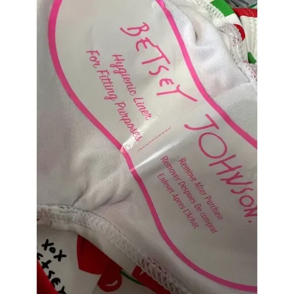 BETSEY‎ JOHNSON One-Piece Swimsuit Women's Size M White Cherry Bomb Bandeau NWOT